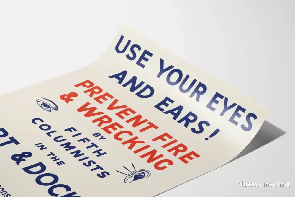 Vintageposter Use Your Eyes and Ears för brandförebyggande - Bild 3