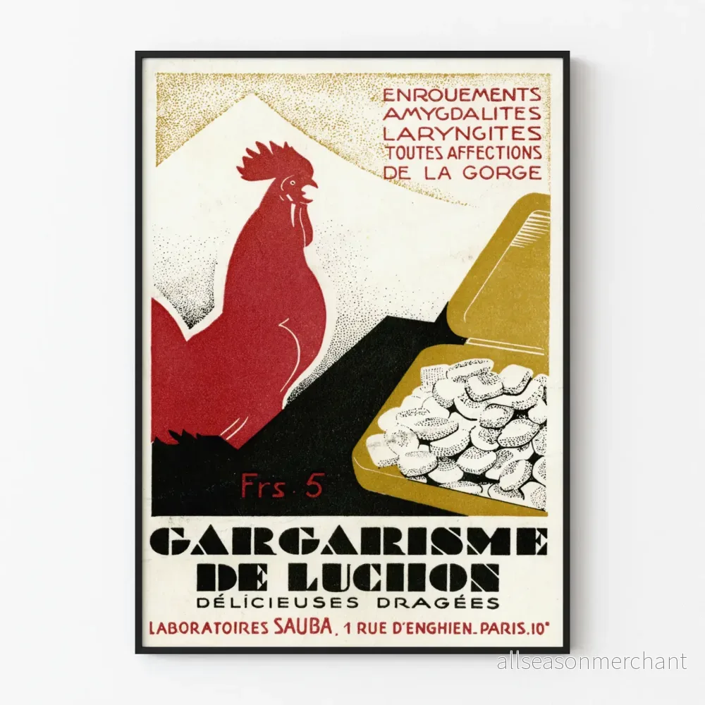 Vintageposter för Luchons sköljmedel - retro medicinsk väggdekoration