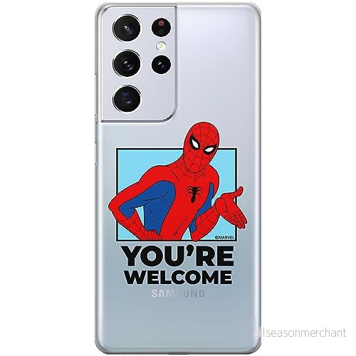 ERT GROUP mobiltelefonfodral för Samsung S21 ULTRA originalt och officiellt licensierat Marvel mönster Spider Man 030 optimalt anpassad till formen på mobiltelefonen, gedeeltelijk transparant 5905795006938