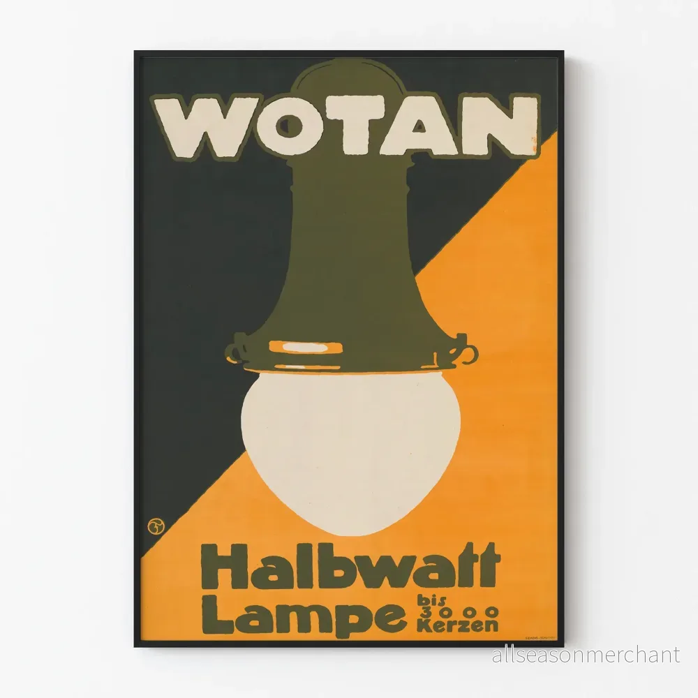 Vintageposter Wotan Halbwatt Lampa för väggdekoration Vintageposter Wotan Halbwatt Lampa för väggdekoration
