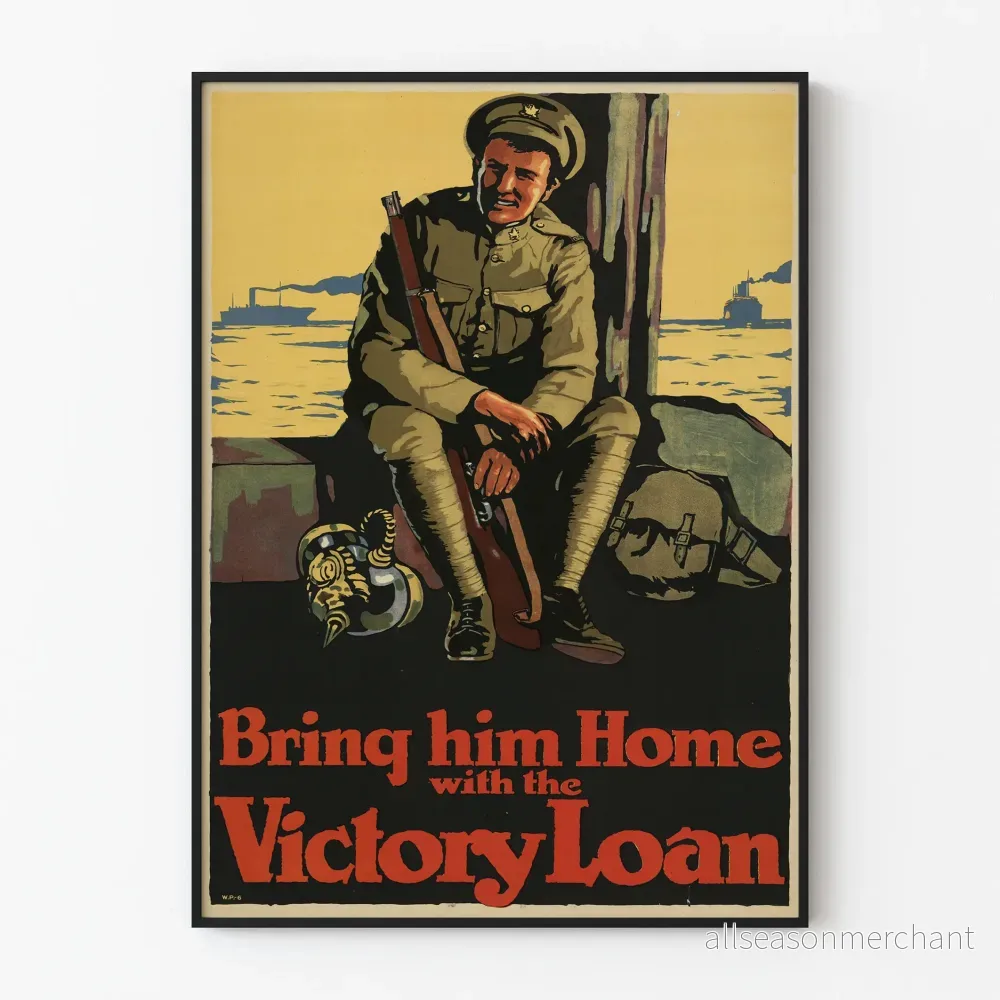 Vintage väggdekorposter Soldat och Victory Loan