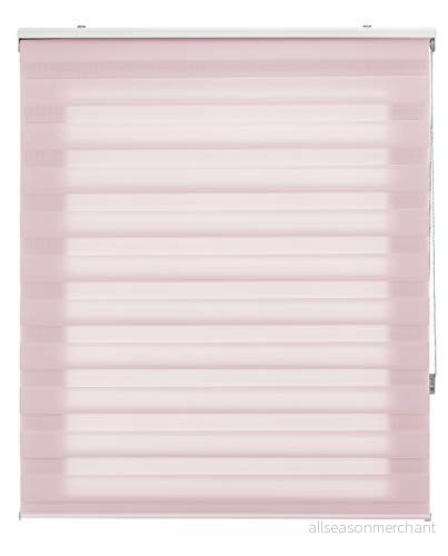 Blindecor Rollbar Estor Anpassad natt och dag Dubbellager Rosa 125 x 250 cm (bredd per höjd) Tygstorlek 122 245 Fönsterställ 8434363280625