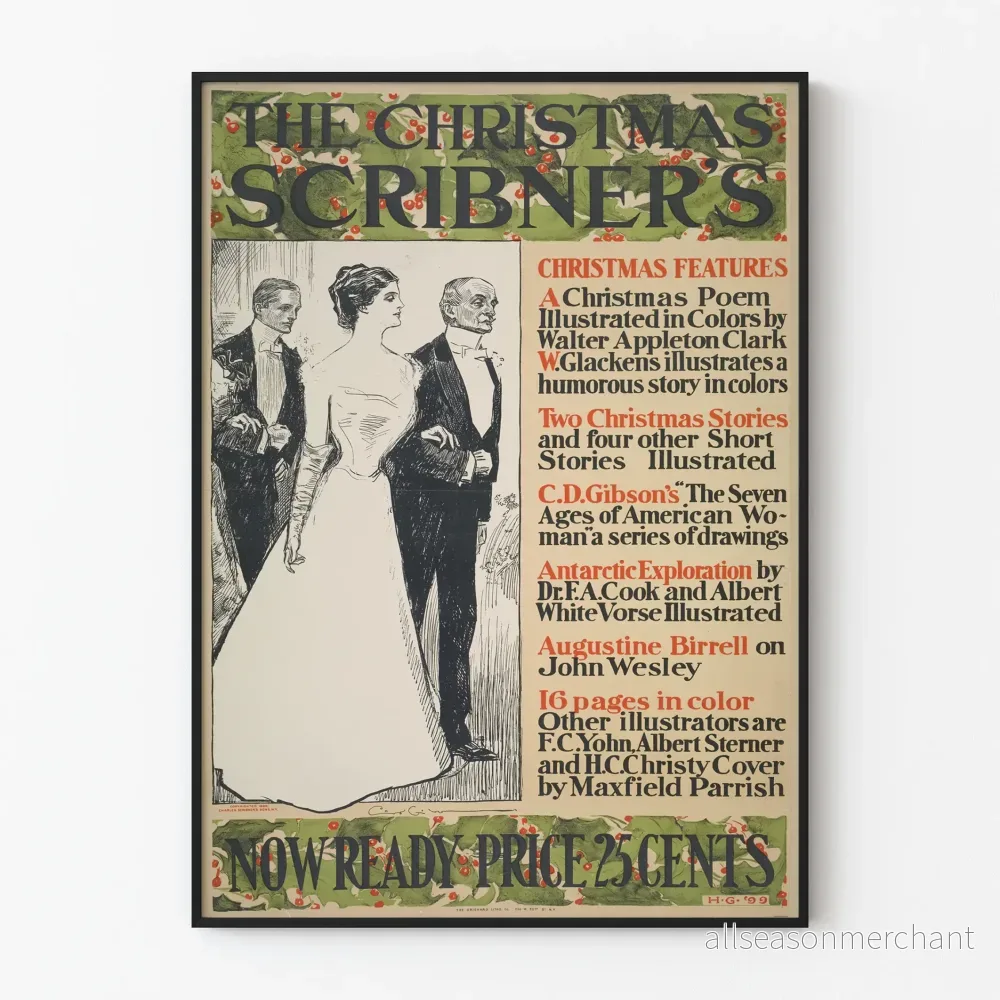 Vintageposter The Christmas Scribner's utgåva från 1909