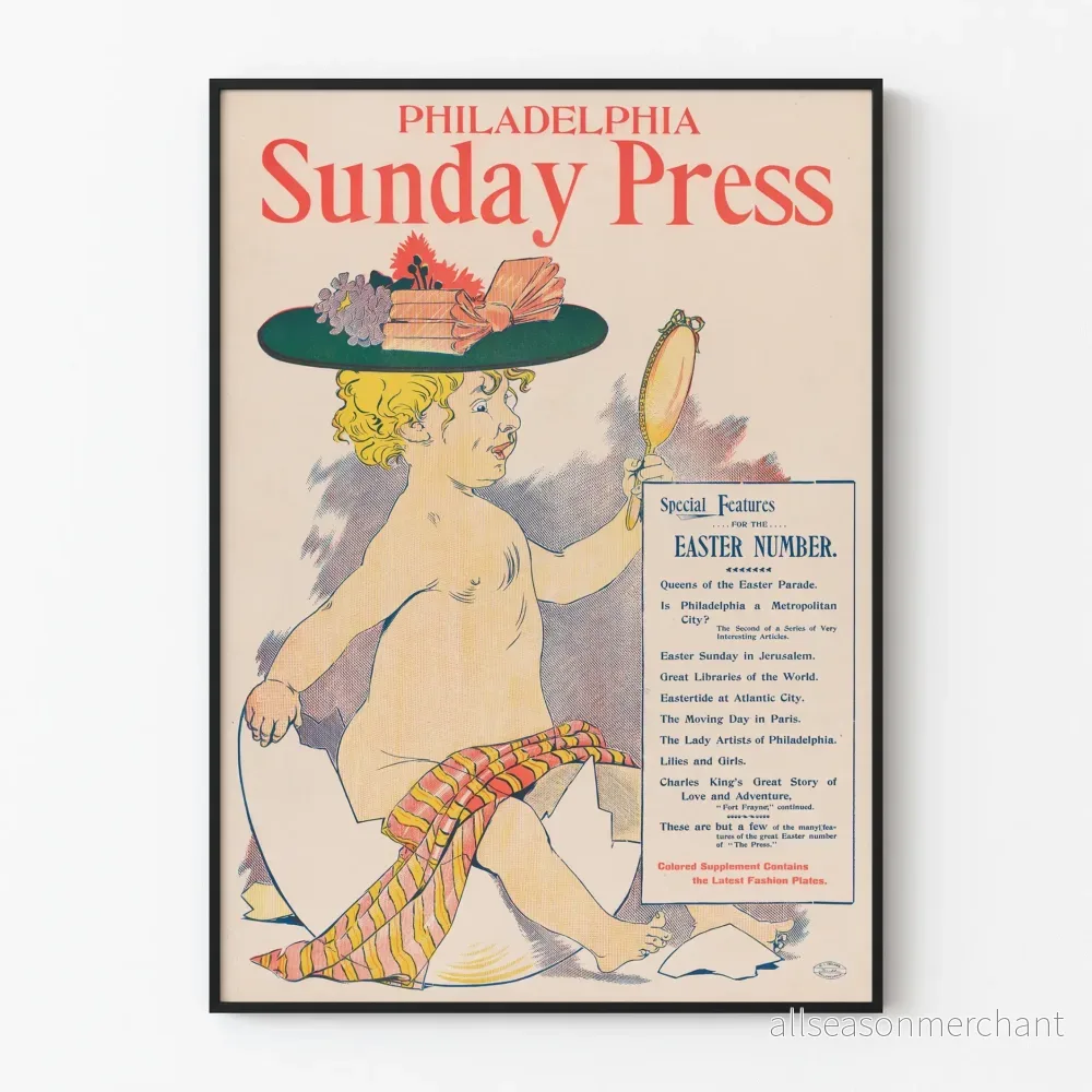 Vintageposter Philadelphia Sunday Press Special påsk - Bild 1