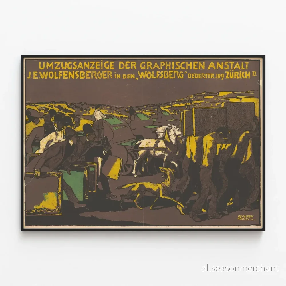 Vintageposter för flyttannons Wolfensberger Zürich