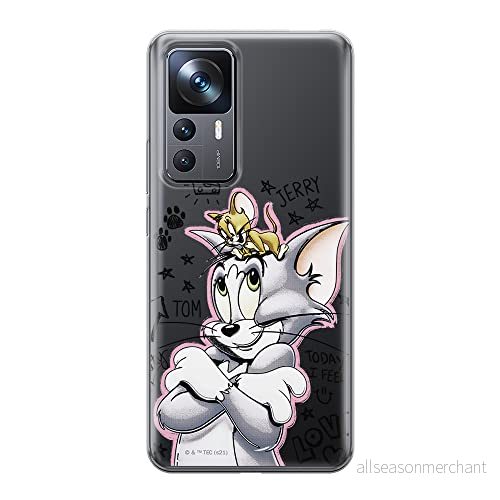 ERT GROUP mobiltelefonfodral för Xiaomi 12T/12T pro/K50 Ultra originalt och officiellt licensierat Tom & Jerry mönster 004 optimalt anpassad till formen på mobiltelefonen, gedeeltelijk transparant 5905511581312