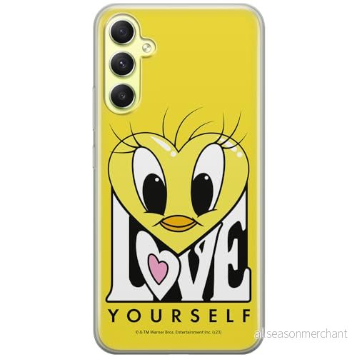 ERT GROUP mobiltelefonfodral för Samsung A34 5G originalt och officiellt licensierat Looney Tunes mönster Tweety 015 optimalt anpassad till formen på mobiltelefonen, fodral tillverkad av TPU plast 5905795097844