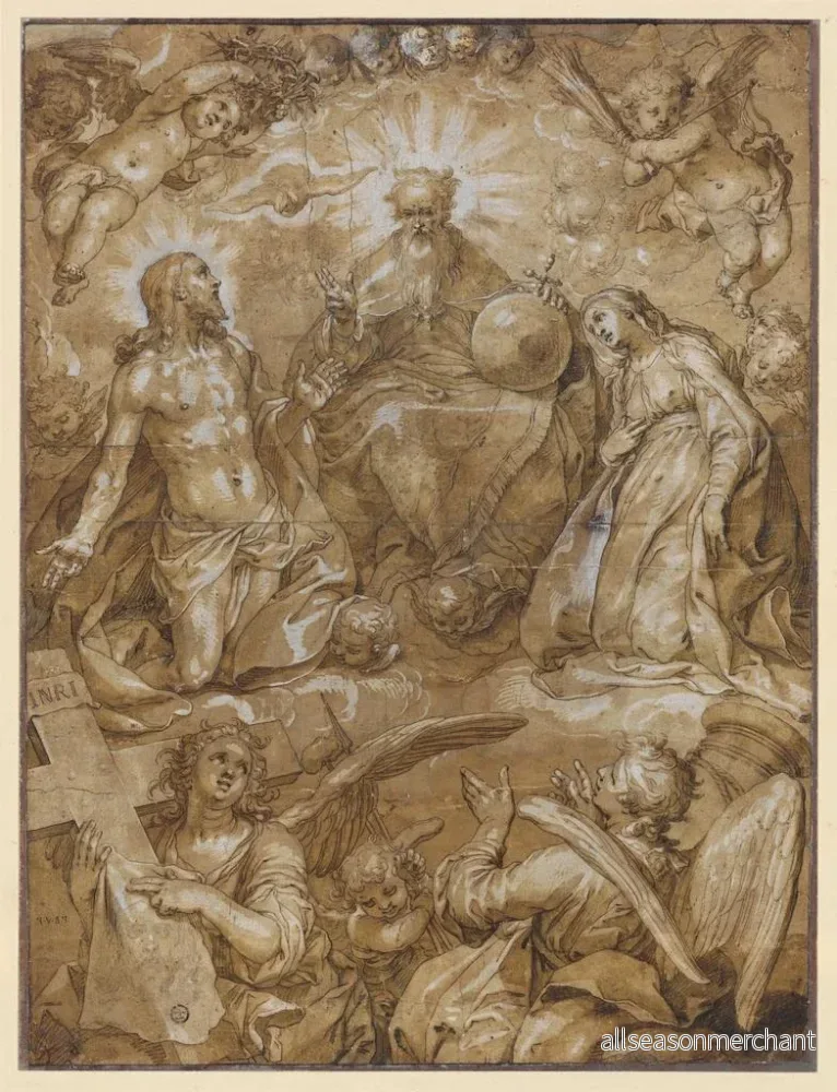 Målning av Intercession av Kristus och Maria hos Gud Fadern - Abraham Bloemaert | Konsttryck - Bild 2