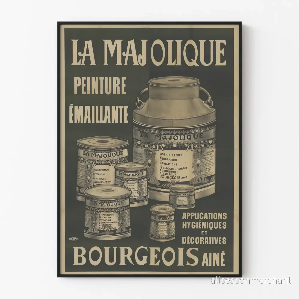 Vintageposter La Majolique emaljmålning Bourgeois Aîné