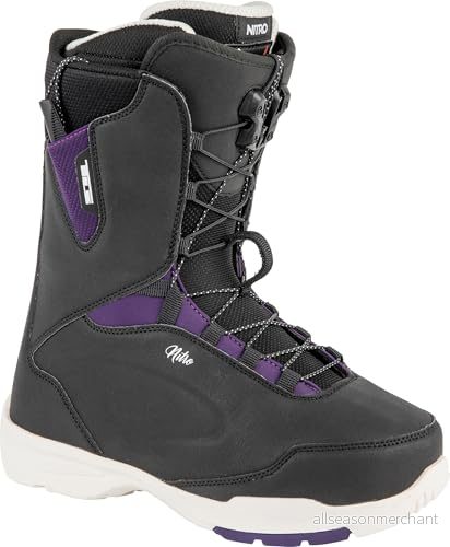 Nitro Dam snowboards Scala TLS '23 All Mountain Freeride Freestyle snabbsnörningssystem båt snowboardbåt, svart pula, MP 25,0 // EU 38 2/3 US 7,5 7630221826436