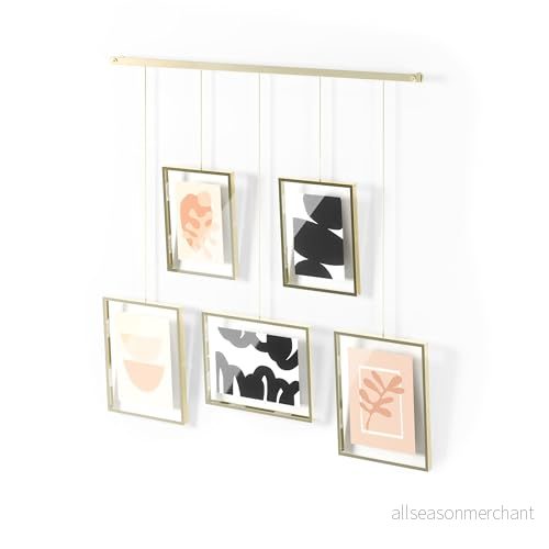 Umbra Utställningsram, bildram, galleri, set, justerbar, väggcollage, fem foton (två 10 x 15 cm och tre 13 18 cm), set med 5, guld 28295343770