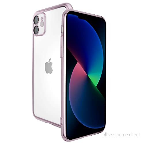 Angeston fodral kompatibelt med iPhone 11, galvaniserad spegel hårt skyddande metallram för stöttåligt repbeständigt rosa 750266969039