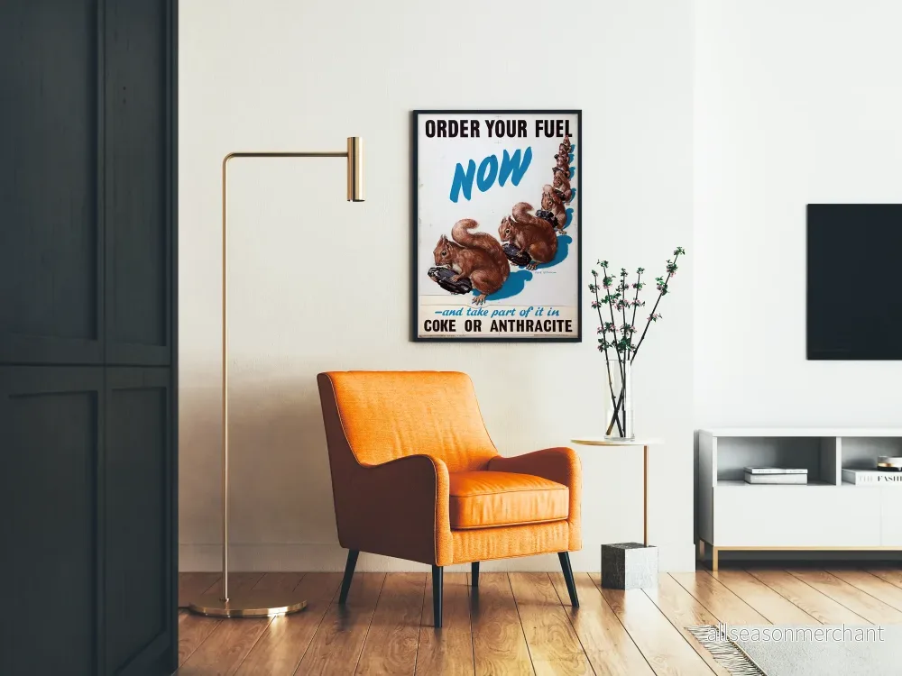 Vintageposter med ekorrar och kol som väggdekoration - Bild 2