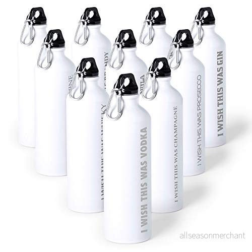eBuyGB unisex humoristiska vita metallsportvattenflaska, I Wish This was Vodka, 800 ml 5060693556616
