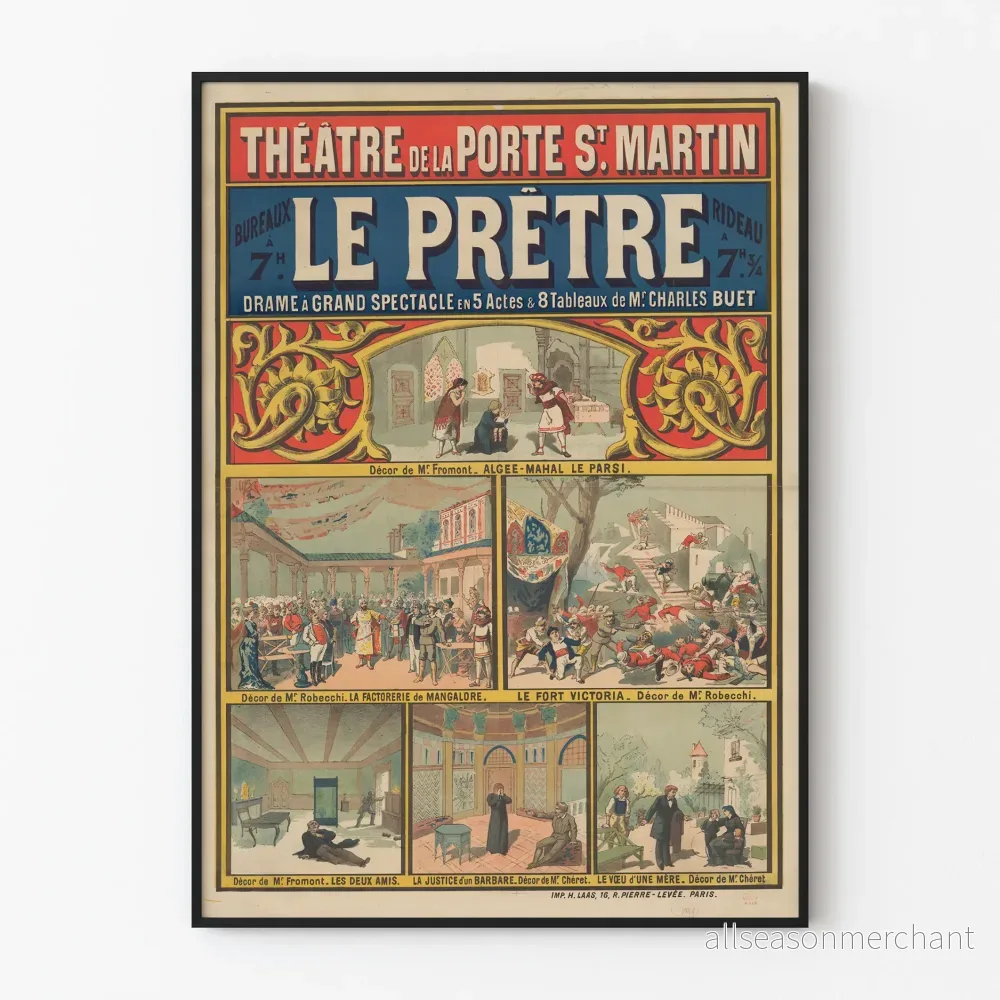 Teateraffisch Le Prêtre - Vintage- och dramatisk scenografi