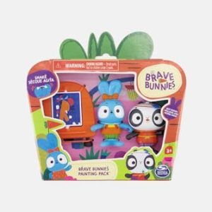 Brave Bunnies Painting Pack, måla med Boo kanin och panda, 2 actionfigurer 1 duk som tillbehör, leksak för barn från 3 år, basfigurset 778988423004