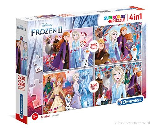 Clementoni Children Puzzle 21307 Pussel 2X20+2X60 Disney Frozen 2, 3 5 år, för barn 8005125213078