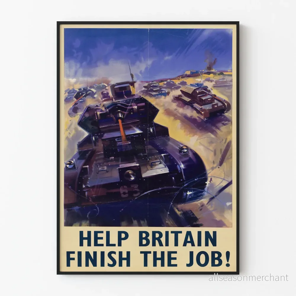 Vintage affisch för väggdekoration krig - Hjälp Storbritannien att slutföra jobbet