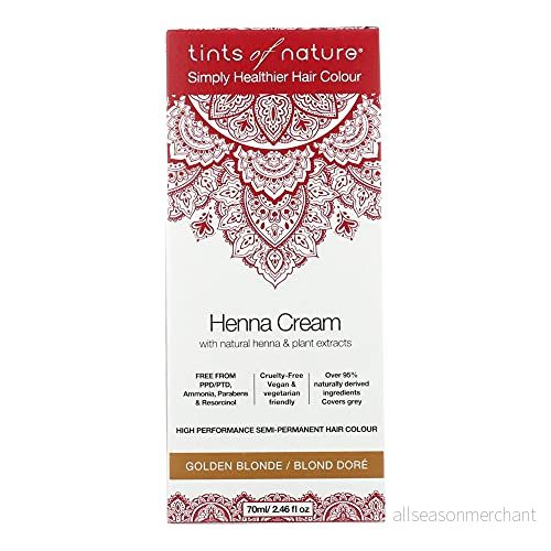 Tints of Nature gyllene blond semi permanent henna kräm hårfärg, ammoniakfri och 95% naturlig, 70 ml 704326425492