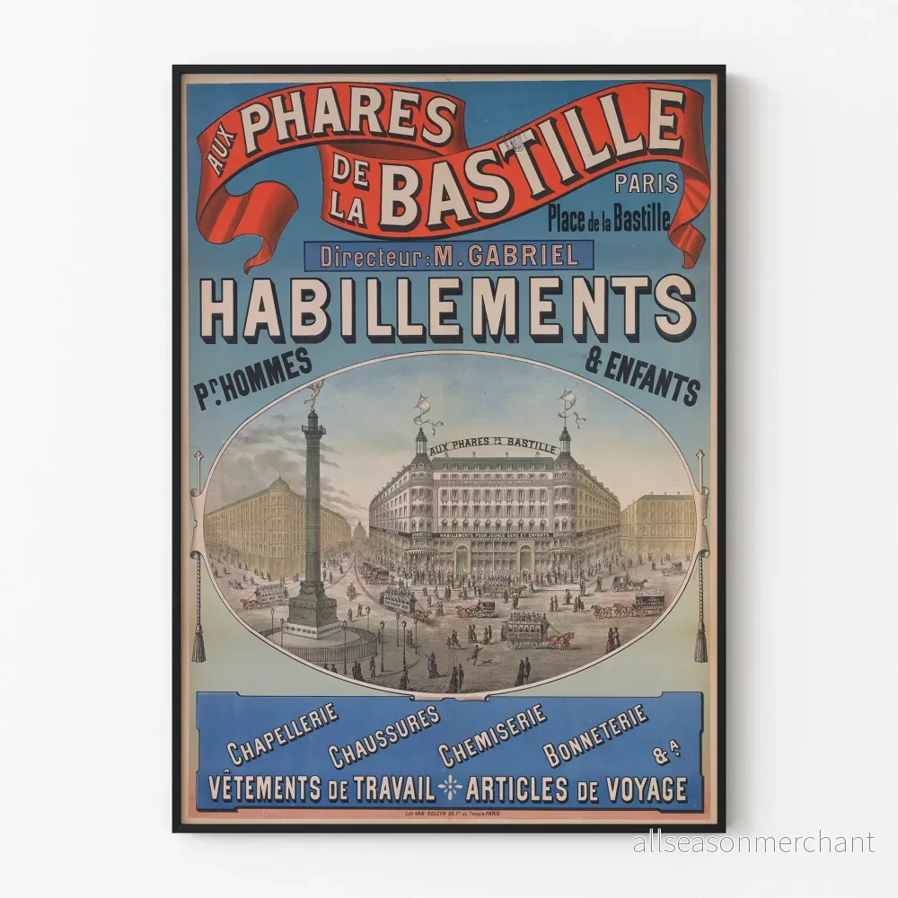 Vintageposter "Aux Phares de la Bastille" – Väggdekoration i Parisstil