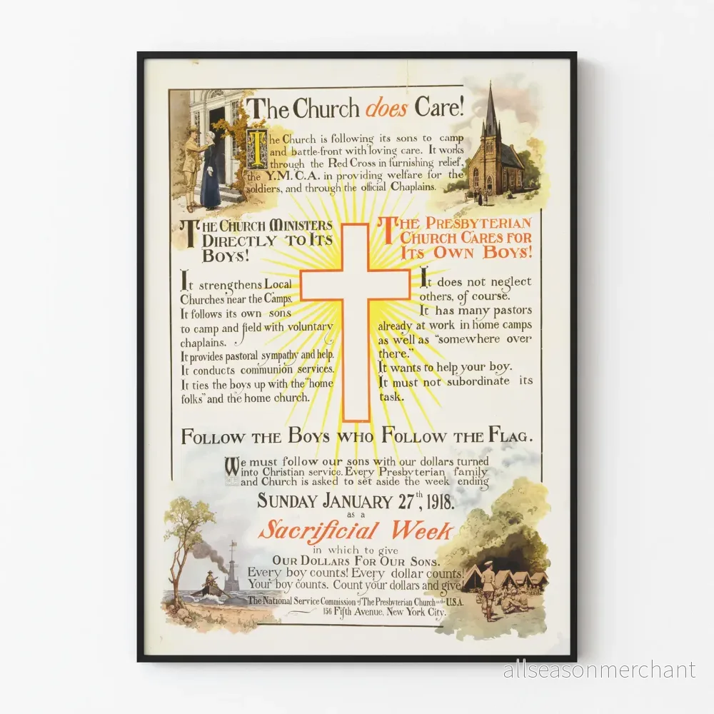 Vintagemuralposter La Solidarité de l'Église au front