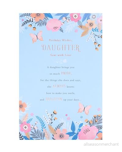 Brittiska hälsningar födelsedagskort för dotter blommig kärleksfull design tänker på dig sortiment 5034934578286