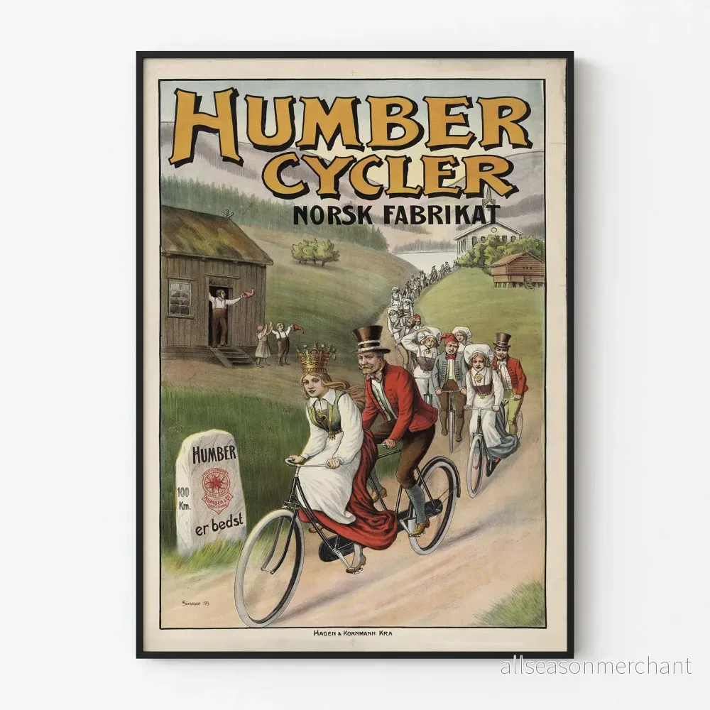 Vintageaffisch Humber Cycler - Norsk väggdekoration
