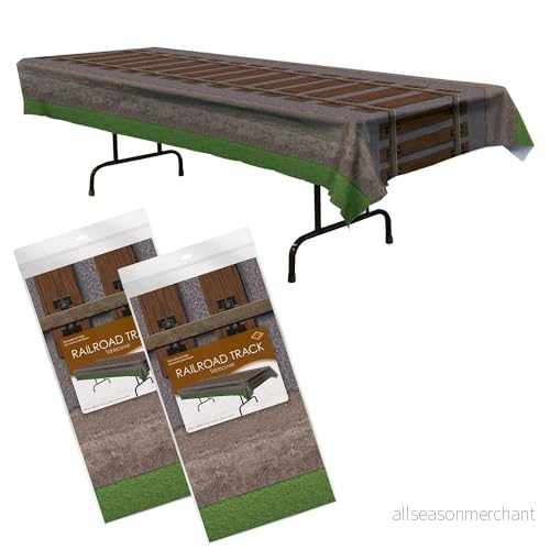 Beistle järnväg bordsduk, 137 cm x 274 cm, 2 delar plastbordsduk, tåg festdekorationer, ångtåg fest, världsresande festtillbehör, järnvägsspår bordsduk 34689062028 Beistle järnväg bordsduk, 137 cm x 274 cm, 2 delar plastbordsduk, tåg festdekorationer, ångtåg fest, världsresande festtillbehör, järnvägsspår bordsduk 34689062028