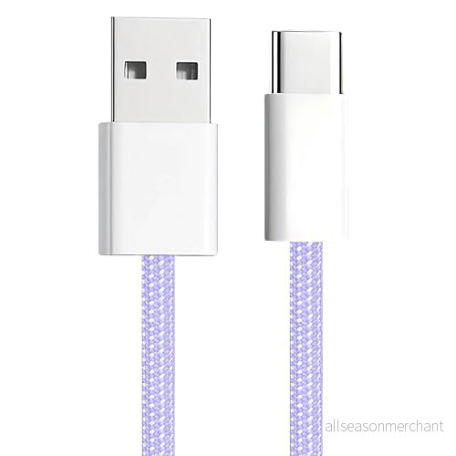 APM 600404 typ C kabel laddningskabel och synkronisering USB A hane hankontakt laddare för anslutningsenheter kompatibel med smartphone surfplatta lila 3552726004048