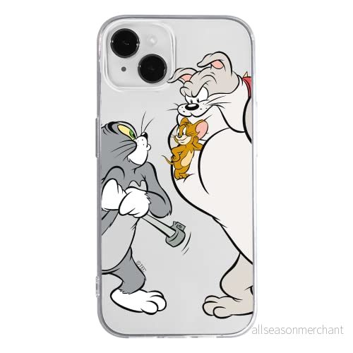 ERT GROUP mobiltelefonfodral för Apple Iphone 14 PLUS originalt och officiellt licensierat Tom and Jerry mönster i 001 anpassad till formen på mobiltelefonen, gedeeltelijk transparant 5905131905789