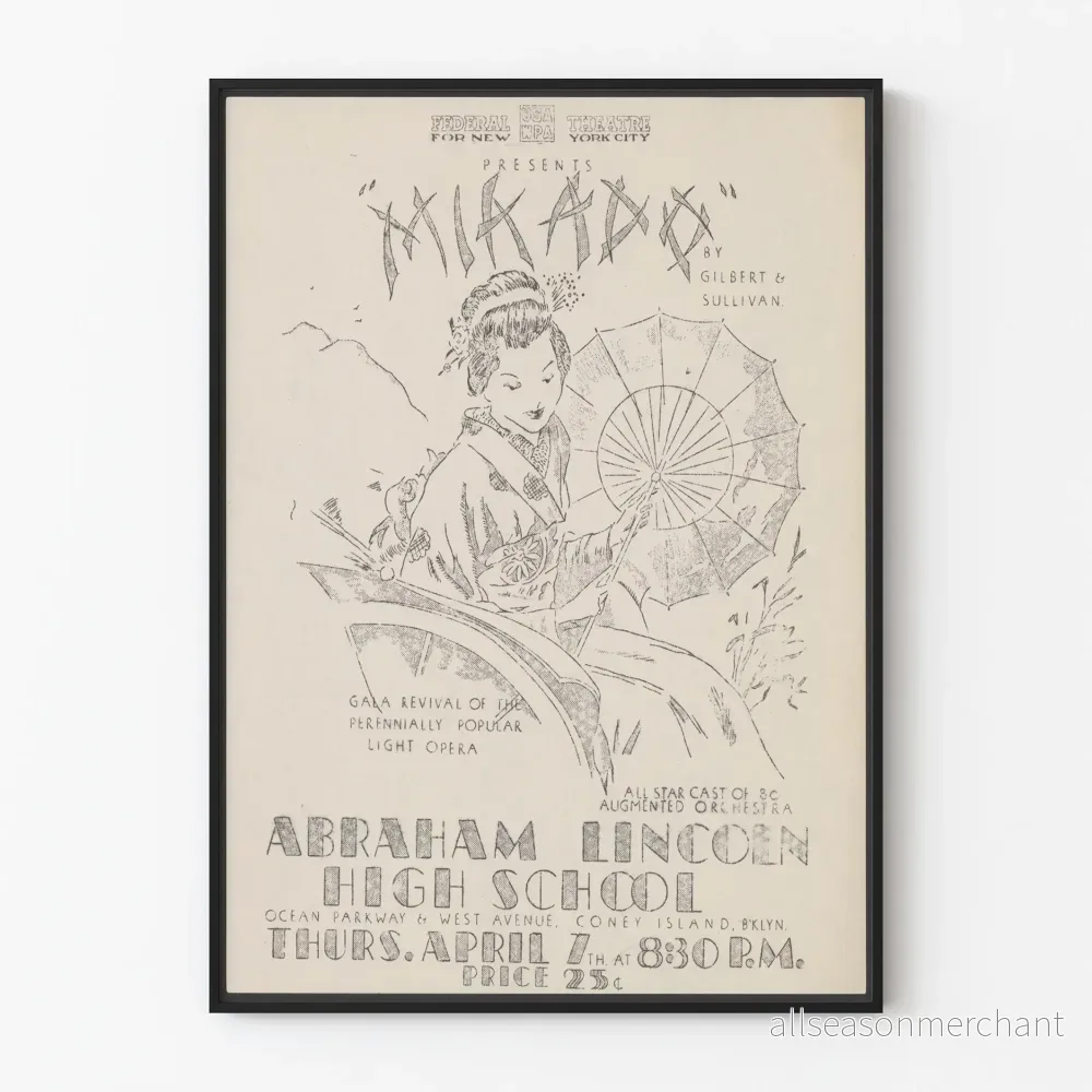 Vintageaffisch för teatern The Mikado som väggdekoration