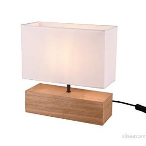 Reality Leuchten Bordslampa Woody R50181030, brun träfärg, tygskärm vit, exklusive 1 x E27 4017807470819 Reality Leuchten Bordslampa Woody R50181030, brun träfärg, tygskärm vit, exklusive 1 x E27 4017807470819