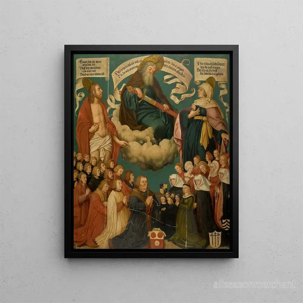 Konsttryck av Gud Fader, Kristus och Jungfru Maria med donatorer – Efter Hans Holbein den äldre Konsttryck av Gud Fader, Kristus och Jungfru Maria med donatorer – Efter Hans Holbein den äldre