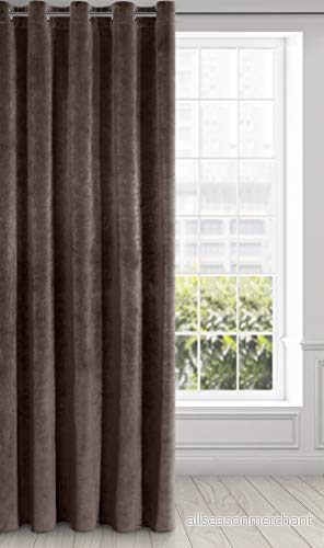 Eurofirany RIA Mörkläggningsgardin, Ogenomskinlig, Satänggardin med Öljetter 1st. Extra Lång Gardin, Elegant, Vanlig, Vardagsrum, Sovrum, Densitet 290 g/m², 140x250 cm, Brun 5903571037374