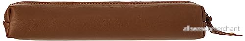 Clairefontaine Ref 410080C Lawrence smalt pennfodral i läder 4 x 2,5 19,5 cm, tillverkat av äkta lammskinnsläder, metalldragkedja med läderdragare kamel 3329684100804