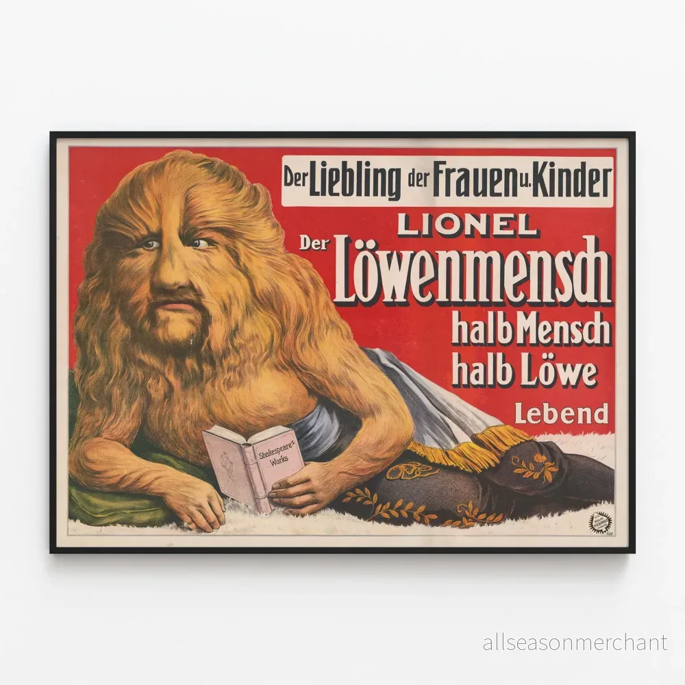 Vintageposter Lionel Löwenmensch, halvman halvlejon