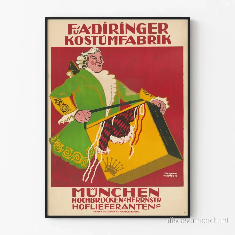Vintageaffisch kostym gammal München väggdekoration