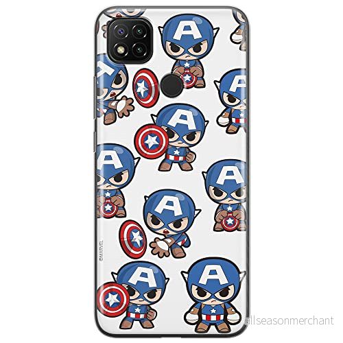 ERT GROUP mobiltelefonfodral för Xiaomi REDMI 9C originalt och officiellt licensierat Marvel mönster Captain America 029 optimalt anpassad till formen på mobiltelefonen, fodral tillverkad av TPU plast 5904805316906