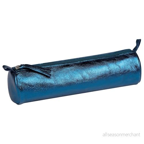 Clairefontaine 8693C pennfodral (med pärlemoreffekt rund, 5,5 x 22 cm, praktisk och robust, av läder) 1 styck indigoblå 3329680086935