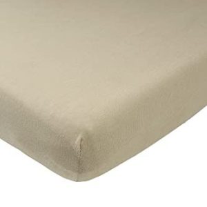 Meyco Baby Uni underlakan för vaggan (underlakan med mjuk jerseykvalitet, tillverkat av 100% bomull, perfekt passform tack vare elasticitet runt om, andas, mått: 40 x 80 / 90cm), taupe 4054703563177