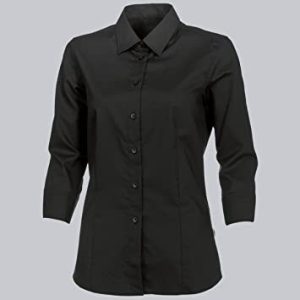 BP 1561 682 32 46 damblus 3/4 ärm, ärmar med omsydda manschetter, 125,00 g/m² tygblandning stretch, svart, 4010365895216 BP 1561 682 32 46 damblus 3/4 ärm, ärmar med omsydda manschetter, 125,00 g/m² tygblandning stretch, svart, 4010365895216