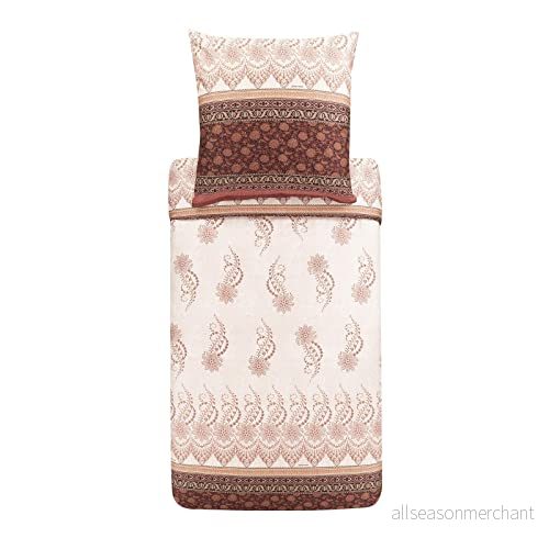 Bassetti Sängkläder set Oristano 41 av bomull, mako satin i beige 2 delar med dragkedja, mått: 155 cm x 220 cm, 80 9323446 8050261234463