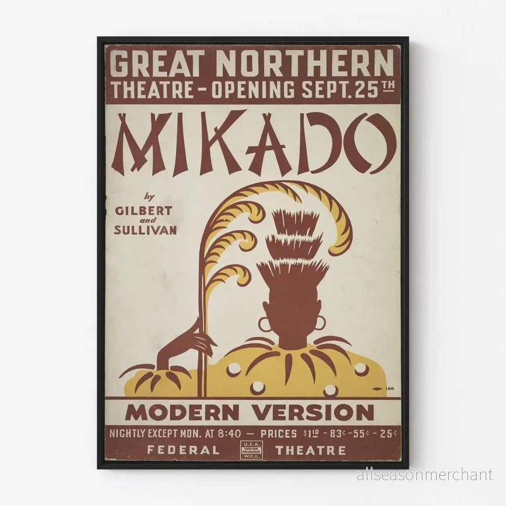 Vintageaffisch Teater Mikado Gilbert och Sullivan