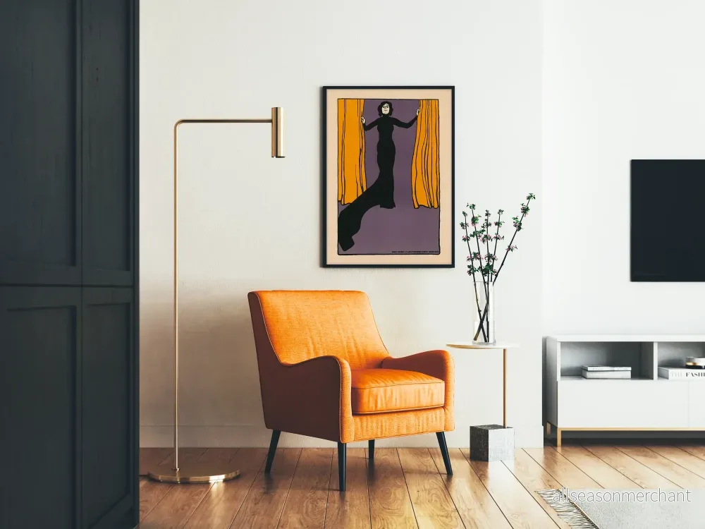 Art Déco-affisch: Kvinnor i svart klänning mellan gula gardiner - Bild 2
