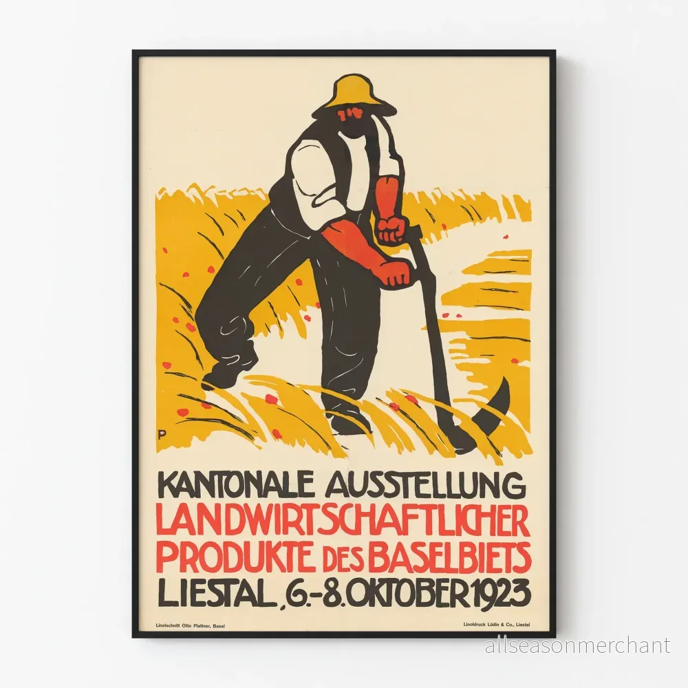 Vintageaffisch för jordbruksutställning Baselbiet 1923