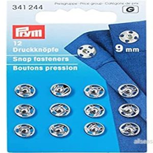 Prym mässingssilver (9 mm) påsydda snäppfästen 1 st 4002273412449 Prym mässingssilver (9 mm) påsydda snäppfästen 1 st 4002273412449