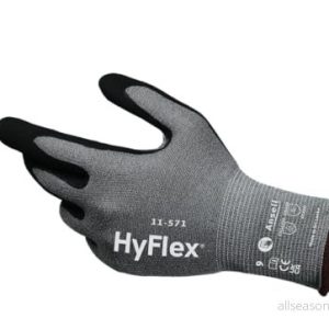 Ansell HyFlex 11 571 anti skärhandskar, nötningsbeständig nitrilbeläggning, professionella arbetshandskar med högt skydd, herr dam, grå, storlek L (12 par) 76490626570