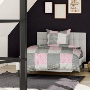 Bierbaum 6277_13 Sängkläder, Finfiber, Bomull, Påslakan 135 x 200 + Örngott 80 80, Rosa 4009023777780