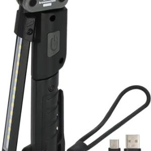 Brennenstuhl laddningsbar LED ficklampa HL 400 AC/LED verkstadslampa med integrerat batteri (400lm, 3 individuellt omkopplingsbara ljuskällor, hopfällbar, ljustid ca 3h, inkl. USB C laddningskabel) 4007123691937