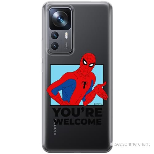 ERT GROUP mobiltelefonfodral för Xiaomi 12T/ 12T pro/ K50 Ultra originalt och officiellt licensierat Marvel mönster Spider Man 030 anpassad till formen på mobiltelefonen, gedeeltelijk transparant 5905795007348